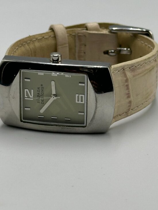 Silpada Designs Watch Women Silver Tone Cream Leather Band New Battery main image 5